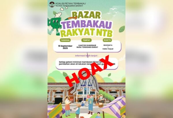 Diskominfotik NTB: "Bazar Tembakau Rakyat NTB" Tidak Ada, Flyer Hoaks