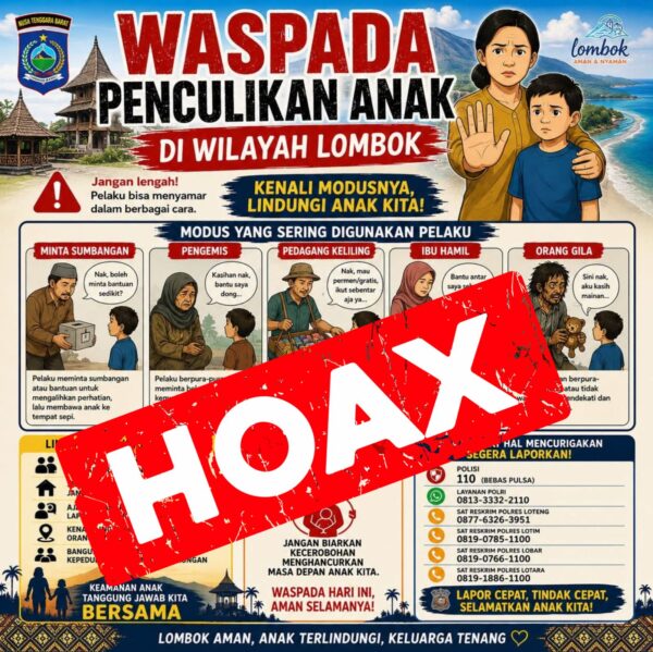 Geger Flyer Penculikan Anak di Medsos, Pemprov NTB Pastikan Hoaks dan Minta Warga Tak Main Hakim Sendiri