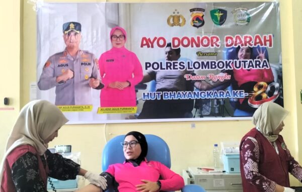Setetes Darah, Sejuta Harapan: Aksi Nyata Bhayangkari Lombok Utara Sambut Hari Bhayangkara ke-80